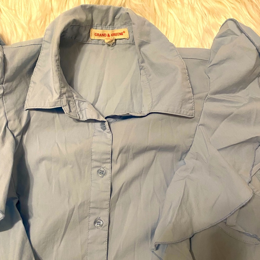 Cute Ruffle Sleeve Button Down Shirt - Picture 2 of 4